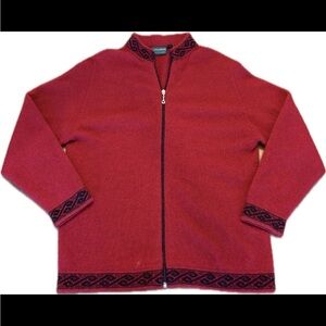 Elegant Red Women's Zip-Up Sweater